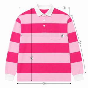 Camiseta Polo de Rugby de Manga Larga para Hombre, Talla Grande, con Rayas Horizontales Intensas, Color Rosa, Algodón, Estilo Casual Urbano, OEM Personalizado - Product Image 4