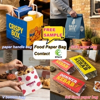 Sac en papier kraft personnalisé avec logo imprimé, sac en papier portable, sac en papier réutilisable pour restaurant, plats à emporter, café, boulangerie