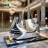 Escultura de Bolso 3D en Acero Inoxidable, Estatua de Bolso de Arte Moderno para Centro Comercial o Plaza