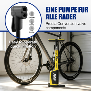 Pompe à air pour vélo BOMO, 160 PSI, haute pression, jauge numérique, double valve AV/FV, pour VTT, vélo de route, moto - Product Image 2