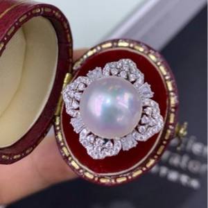 Wenchi New Design S925 Pure Silver <b>Ring</b> with 11-12MM Natural Freshwater <b>Pearl</b> Movable Mouth Feature Gift Box Included - Product Image 4