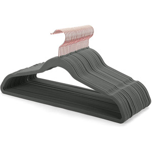 Cintres antidérapants en velours, <span class=keywords><strong>gris</strong></span>, 20 pièces, permettant un gain d'espace Durable - Product Image 1