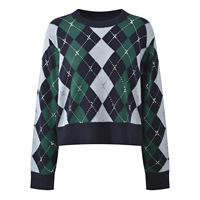 AIMEISI Nouveautés Pulls pour femmes à manches longues en tricot à motifs écossais décontractés à la française pour Noël