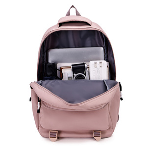 Student <b>Backpack</b> 15 Inches Solid Color <b>Computer</b> Interlayer Unisex Everyday Commuting Laptop Bag - Product Image 3