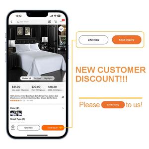 أطقم ملاءات سرير قطنية 100% لفنادق، أطقم ملاءات سرير قطنية نقية مخططة من القطن الكتاني، أطقم ملاءات سرير لفنادق قطنية بيضاء للسرائر - Product Image 6