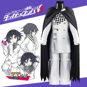 Costume de cosplay Ouma Kokichi, manteau blanc avec écharpe à carreaux, tenue de jeu de rôle d'anime, ensemble complet - Product Image 3