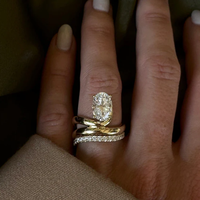 Bagues élégantes pour femmes en laiton de haute qualité, plaqué or 18 carats, avec double bande unique et zircon cubique ovale serti, bijoux de mode