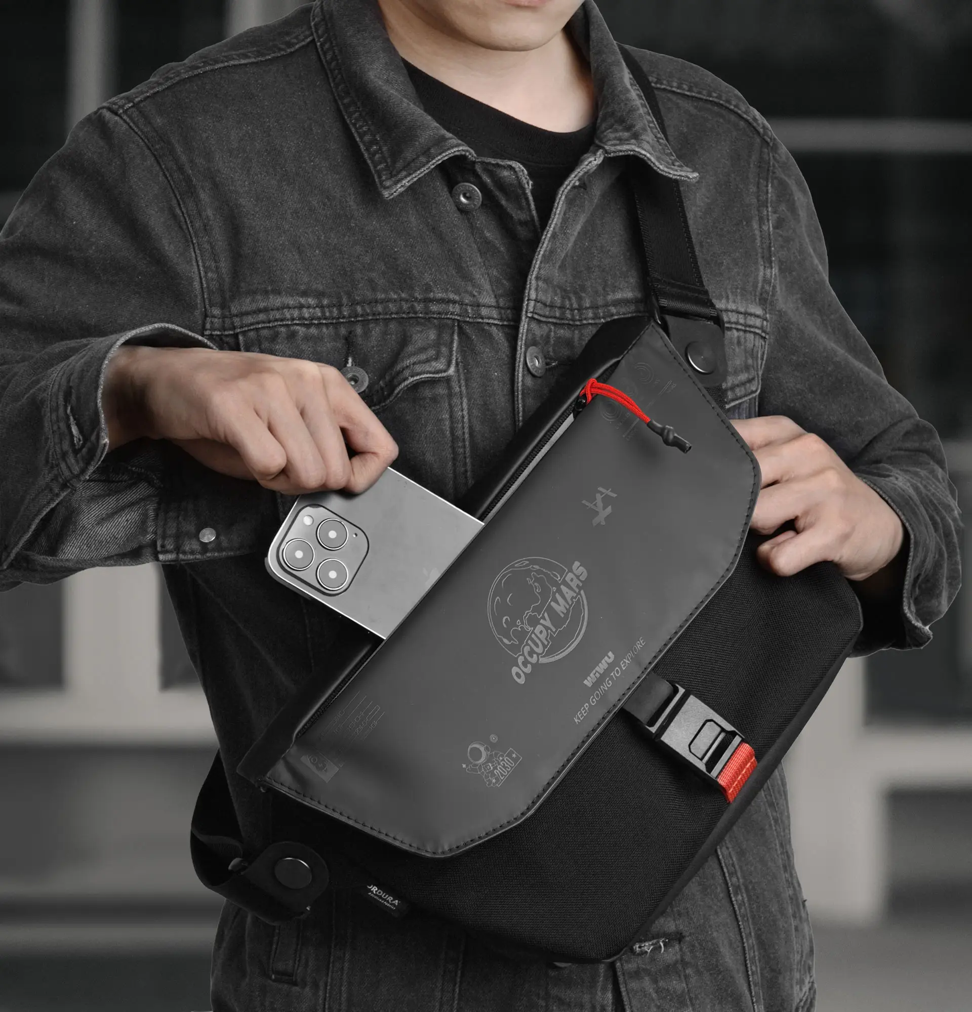 Wiwu Custom Hoge Kwaliteit Borst Tas 2024 Mode Crossbody Messenger Bag Voor Mannen
