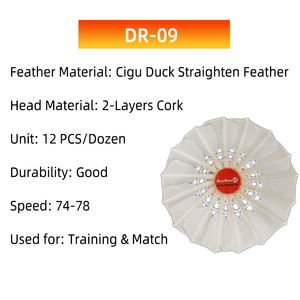DunRun <span class=keywords><strong>DR</strong></span>-09 Custom Duurzame 77 Speed Ganzenveer Badminton Shuttlecock 76 Speed Shuttle voor Verbeterd Spel - Product Image 2
