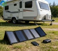 Panneau solaire pliable en silicium polycristallin Fengming 200W 22,5-24% à haute efficacité, chargeur solaire portable 4 ports pour camping-car et camping