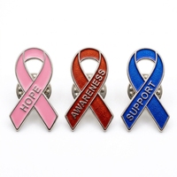 Badge en métal émaillé personnalisé en forme de ruban pour la sensibilisation à la charité, symbole de soutien en émail souple