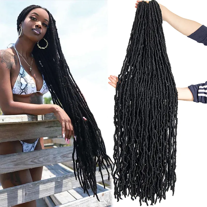wholesale synthetic nubian faux loc bobbi nu locs crochet braid hair extension soft 36 nu locs 24 36 inches 44inches hair