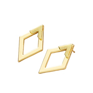 ต่างหูหมุดกลวงรูปทรงเรขาคณิตแบบเรียบง่ายทำจากโลหะหรูหราต่างหูใส่ได้สองทาง - Product Image 1