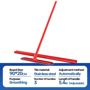 Brosse à béton en acier inoxydable avec lame rouge pour finition de sol, manche en aluminium réglable de 5,4 m - Product Image 3