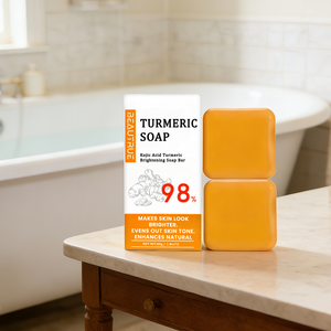Jabón Facial Artesanal Exfoliante e Hidratante <span class=keywords><strong>con</strong></span> Cúrcuma, Limón y Ácido Salicílico Purificante, Venta al Por Mayor de Fábrica - Product Image 2