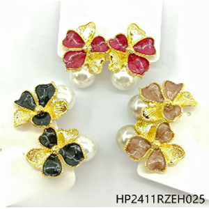 Orecchini pendenti in piuma stile bohémien da donna in rame e legno gioielli con perle e diamanti per feste o accessori Casual - Product Image 1
