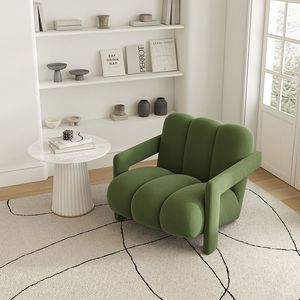 Fauteuil de salon design style nordique en velours vert, rembourré en mousse, confortable pour salon, chambre et balcon - Product Image 4