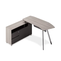 Bureau de direction moderne en bois clair avec armoire latérale verrouillable, mobilier commercial