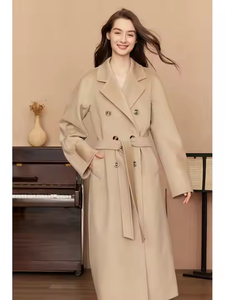 Wholesale Winter British Style Long Wool <strong>Coat</strong> Women Daily Commute Outwear Woolen Cashmere Double Breasted Windproof Warm - Product Image 2