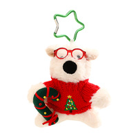 Porte-clés en peluche chien de Noël, pendentif mignon chiot, jouet en peluche doux pour couple, ornement de sac à dos, cadeau en gros