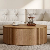 Petite table ronde au design exclusif Meubles de salon Tables basses en bois massif Tables basses pliables multifonctionnelles avec rangement