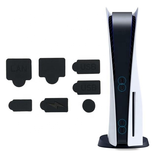 7pcs Silicone Dust Plugs Set USB Interface Anti-dust Cover Dustproof Plug for PS5 Game Console Accessories Parts