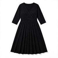 Robe midi d'été grande taille, coupe trapèze, unie, mi-mollet, à nouer, taille haute, simple, respirante, en jersey mat, pour l'Europe et les États-Unis