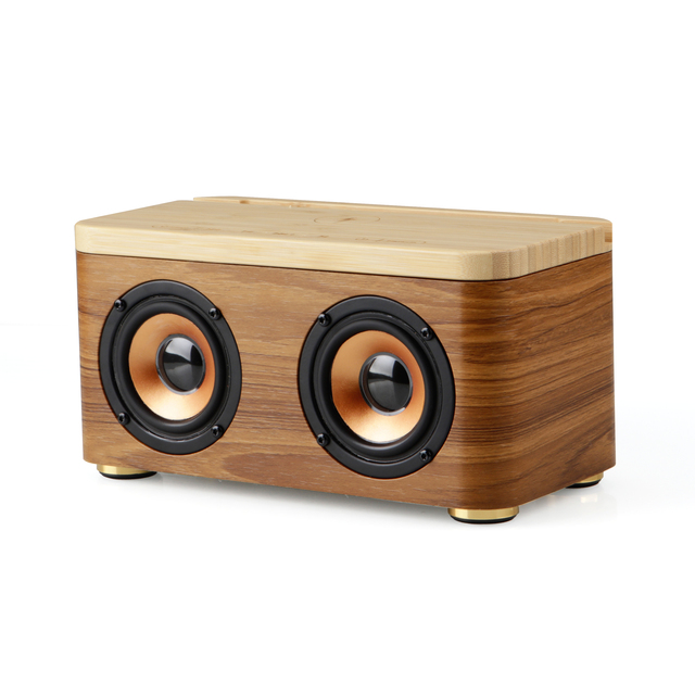 Wooden RGB 15W Wireless Charging Speaker with IPX4 Waterproof for Outdoor Activities Home Theatre & Mobile Phone Use