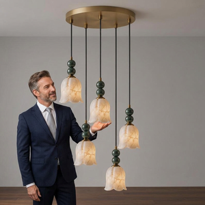 Luminaire suspendu moderne en laiton, forme de fleur, décoration intérieure contemporaine, éclairage pour salon - Product Image 1