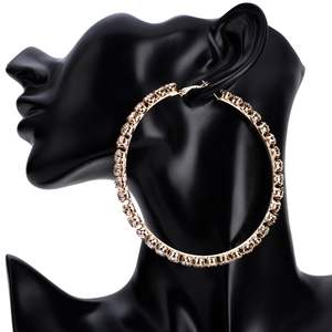 Nouvelles Boucles d'Oreilles Créoles XXL Plaqué Or avec Strass et Diamants pour Femme, Tendance Hip-Hop 2025 - Product Image 6