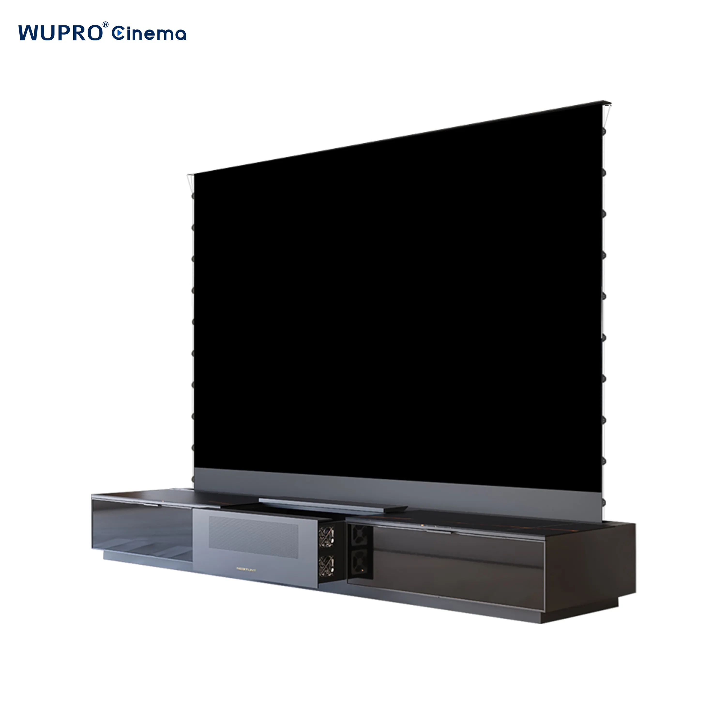 2024 Nieuwe Gelanceerde Wupro X Nectunt Laser Tv Kast 100/120Inch Smart Onzichtbare Home Cinema Kast Voor Ust Laser 4K Projector