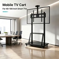 Troli TV Mobile Baja Ukuran 1800, Ketinggian Dapat Disesuaikan, Dudukan Lantai Beroda, VESA 900x600mm, untuk Layar LED LCD 40-100 Inch