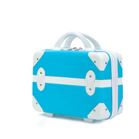 Petit cosmétique frais 14 pouces valise Macaron couleur Mini boîte à main peut ajouter Logo dessin animé motif voyage boîte de rangement