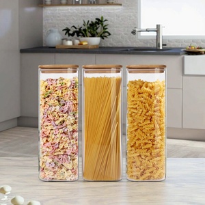 <span class=keywords><strong>Set</strong></span> di barattoli di vetro quadrati minimalisti con grande capacità sigillati contenitori per alimenti perlati in cotone per uso cucina - Product Image 4