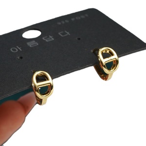 Gold Double D <b>Cuff</b> <b>Earrings</b> Geometric Zinc Alloy Fashion Minimalist Style For Women Gift - Product Image 2