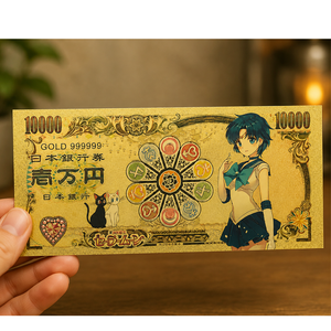 Uang Kertas Emas Anime Sailor Moon 10 Gaya Dua Sisi 16x7.5cm Cetakan Foil Emas Uang Koleksi Jepang Hadiah Karakter Kawaii - Product Image 6