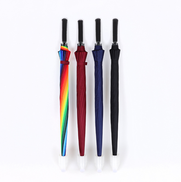 Водонепроницаемый Зонт с кожаной ручкой и прямым полюсом, цветной Зонт с увеличенным логотипом на заказ для длинной ручки