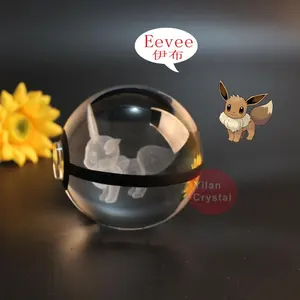 50mm 80mm Eevee Weihnachten K9 Pokeball Ball mit Licht basis für Kristall Kinder geschenk