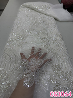 Dernière Nouveauté : Tissu en Dentelle Brodé de Perles et Paillettes Bordeaux, Maille de Tulle Français de Luxe, 5 Yards, Idéal pour Robe de Mariée