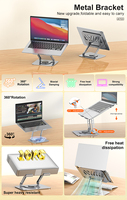 Support métallique portable réglable Aspor A703 pour tablette PC avec base rotative à 360°, design pliable et composants en silicone