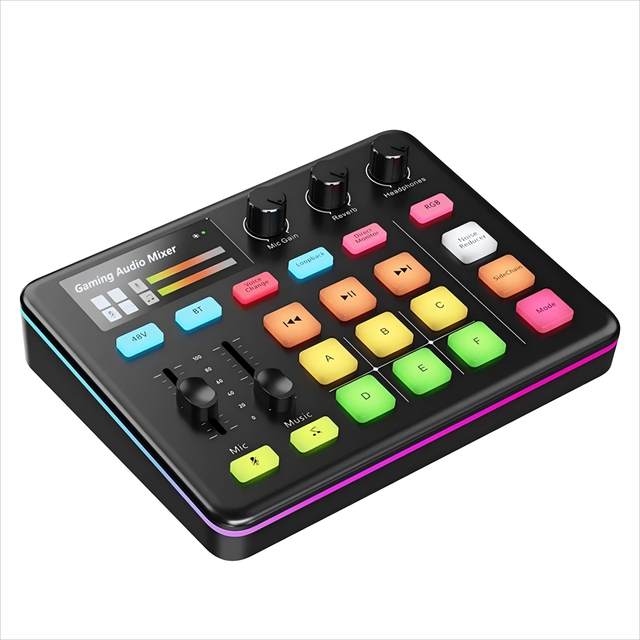 RJ-F1 Professional Gaming Mixer Sound Card Gaming Audio Interface for Smart Phone Laptop Gaming Live Streaming