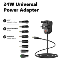 Adaptateur d'alimentation universel 24W AC DC 3V-12V, transformateur d'alimentation avec 8 prises DC pour l'électronique domestique