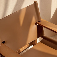 Canapé individuel de salon DISHI, fauteuil en cuir de selle de loisirs, bois massif, rotin, style Wabi-Sabi, démontable, design