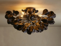 Lustre en forme de feuille de pétale pour la décoration de la maison, garantie 5 ans, métal, LED, noir, blanc, céramique, luminaire semi-encastré pour table à manger, chambre à coucher