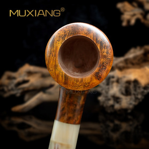 Muxiang Briarwood Pipe Bent Type 3mm Filter Tobacco Pipe For Men - Product Image 3