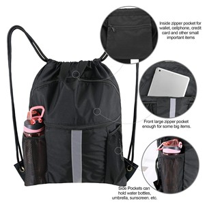 Custom Unisex Colorful Polyester <b>Drawstring</b> <b>Backpack</b> Sports Pocket Bag Basketball Football Partition Lining for Shoes Storage - Product Image 4