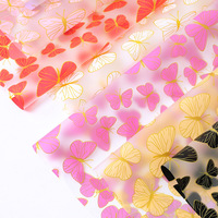 Papier d'emballage pour fleurs Aierflorist, papier transparent imperméable à l'eau avec motif de papillon doré, néon, 56x56cm, 20 feuilles, style Dream Girl