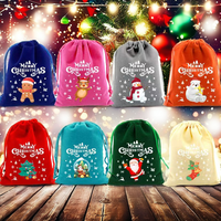 Groothandel Kerstcadeautas van rode flocking stof met cartoonprint 20*30cm model Fruit Candy