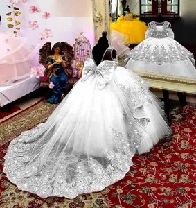 Vestido <span class=keywords><strong>de</strong></span> Gala <span class=keywords><strong>de</strong></span> Tul Verde <span class=keywords><strong>para</strong></span> Niña <span class=keywords><strong>de</strong></span> las Flores <span class=keywords><strong>para</strong></span> Boda <span class=keywords><strong>de</strong></span> Lujo con Apliques y Lazo, Esponjoso hasta el Suelo, Princesa <span class=keywords><strong>para</strong></span> <span class=keywords><strong>Niñas</strong></span>, <span class=keywords><strong>Primera</strong></span> Comunión - Product Image 5