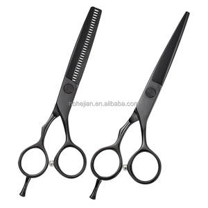 Tijeras de corte de pelo profesionales con revestimiento de titanio negro para zurdos, juego de tijeras de adelgazamiento, tijeras de estilista de 6" - Product Image 2